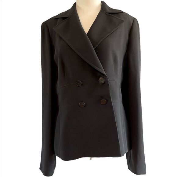 Ann Taylor LOFT Double Breasted Suit Jacket/Blazer || SZ 8 || Black - Picture 1 of 10